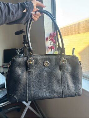 Dooney & Burke Black Leather Satchel Handbag - Designer Style